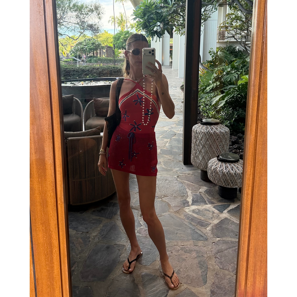 STAUD Zya Mini Skirt in Red - Picture 2 of 3